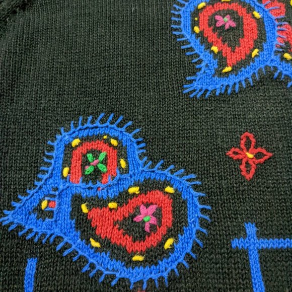 Vintage Leslie Fay Black Paisley Sweater Mock Neck - Picture 8 of 10